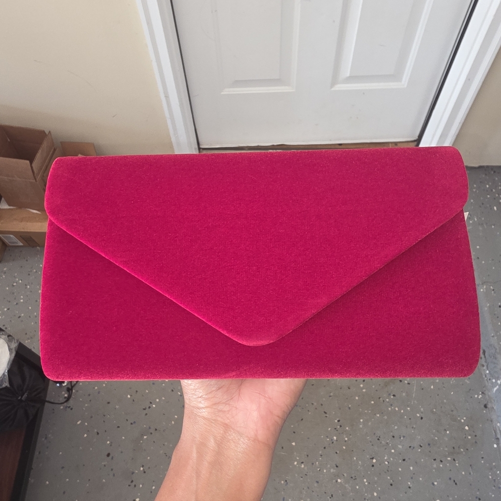 Plush Red Envelope Clutch Bag